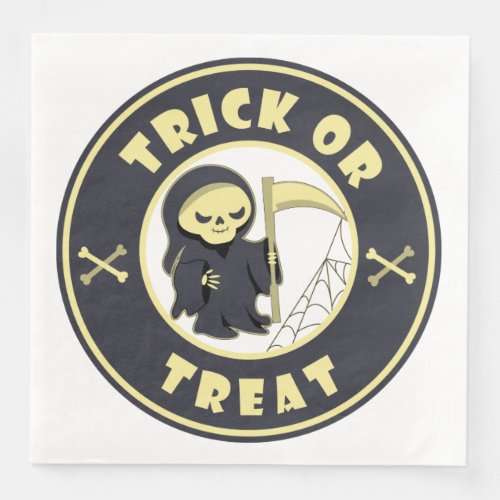 Trick or treat Halloween grim reaper character Paper Dinner Napkins