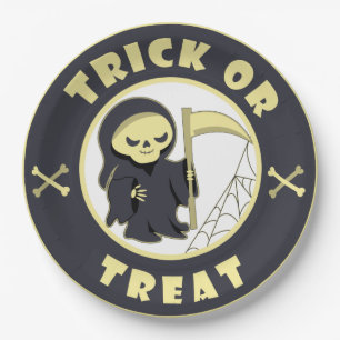Trick or treat Halloween grim reaper character Paper Plates