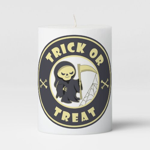 Trick or treat Halloween grim reaper character Pillar Candle