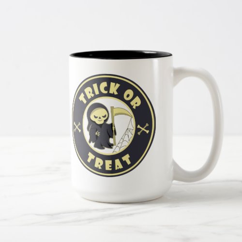 Trick or treat Halloween grim reaper character Two_Tone Coffee Mug