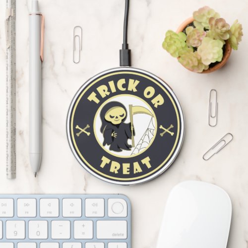 Trick or treat Halloween grim reaper character Wireless Charger