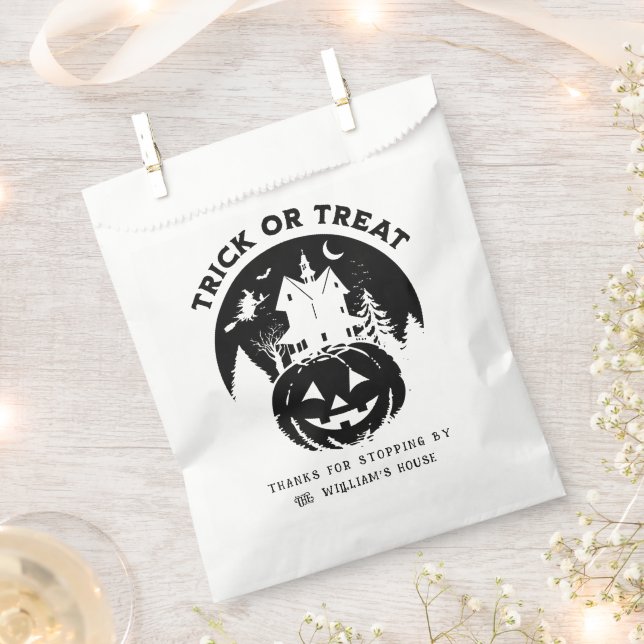 Trick Or Treat Halloween Haunted House Favor Bag (Clipped)