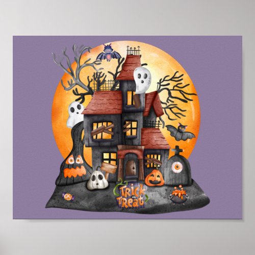 Trick or Treat Halloween Haunted House Gathering  Poster