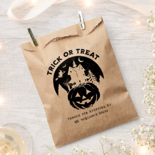 Trick Or Treat Halloween Haunted House Kraft Favor Bag