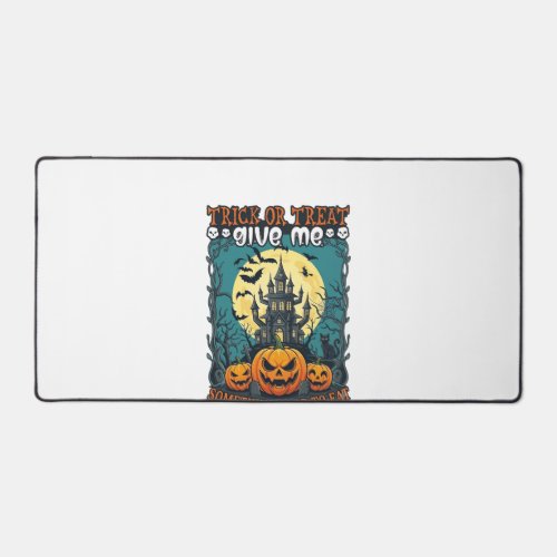 Trick Or Treat Halloween Haunted House Pumpkins Mo Desk Mat