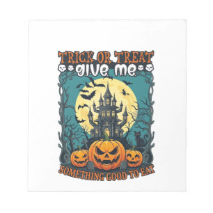 Trick Or Treat Halloween Haunted House Pumpkins Mo Notepad