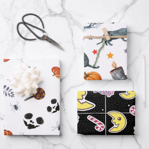 TRICK OR TREAT HALLOWEEN HAUNTED NIGHT WRAPPING PAPER SHEETS