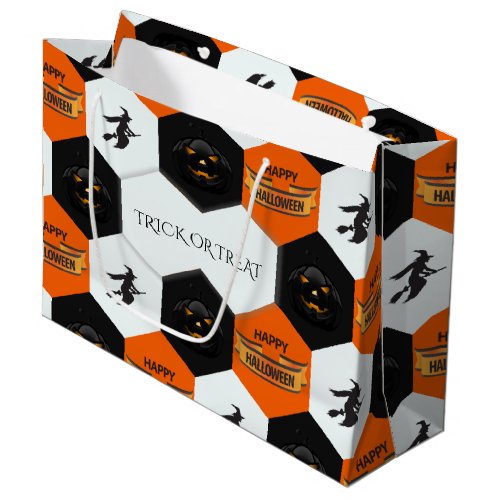 Trick or Treat Halloween Hexagons Pattern Large Gift Bag