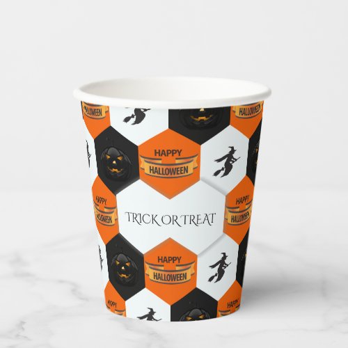 Trick or Treat Halloween Hexagons Pattern Paper Cups