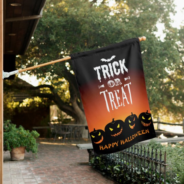 Trick or Treat Halloween House Flag (In SItu)