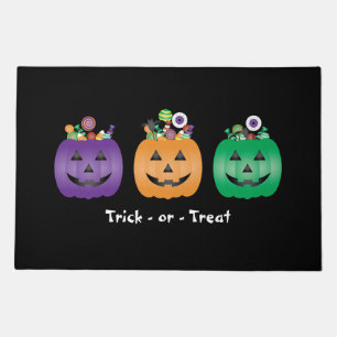 Trick Or Treat Halloween Jack O Lantern Candy Pail Doormat