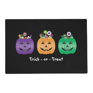 Trick Or Treat Halloween Jack O Lantern Candy Pail Placemat