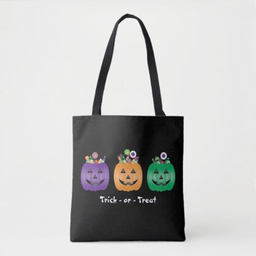 Trick Or Treat Halloween Jack O Lantern Candy Pail Tote Bag