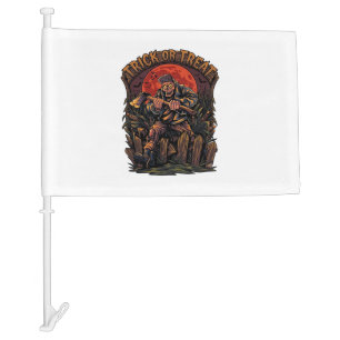 Trick Or Treat Halloween Killer Skeleton Axe Red M Car Flag