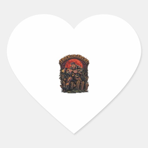 Trick Or Treat Halloween Killer Skeleton Axe Red M Heart Sticker