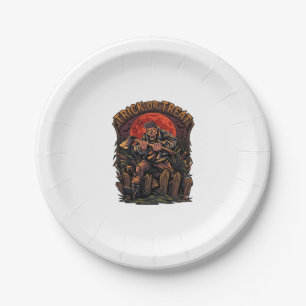Trick Or Treat Halloween Killer Skeleton Axe Red M Paper Plates