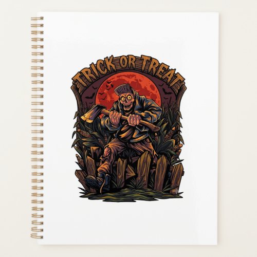 Trick Or Treat Halloween Killer Skeleton Axe Red M Planner