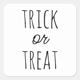Trick or Treat Halloween. Minimalist Black & White Square Sticker