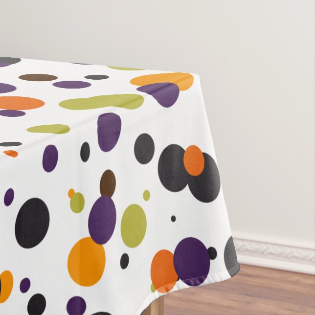 Trick or Treat Halloween Modern Polka Dots Tablecloth (In Situ)