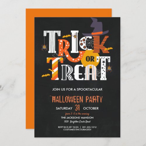 Trick Or Treat Halloween monster Costume Party Invitation