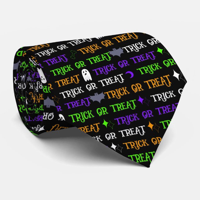 Trick or Treat Halloween Neck Tie (Rolled)