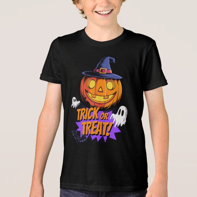 Trick or Treat! Halloween night Tri-Blend Shirt (Front)