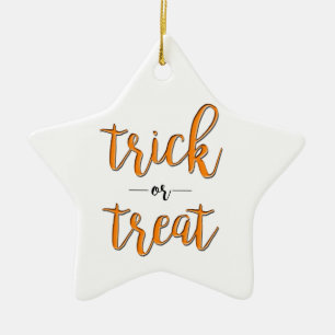 trick or treat halloween orange black simple ceramic ornament