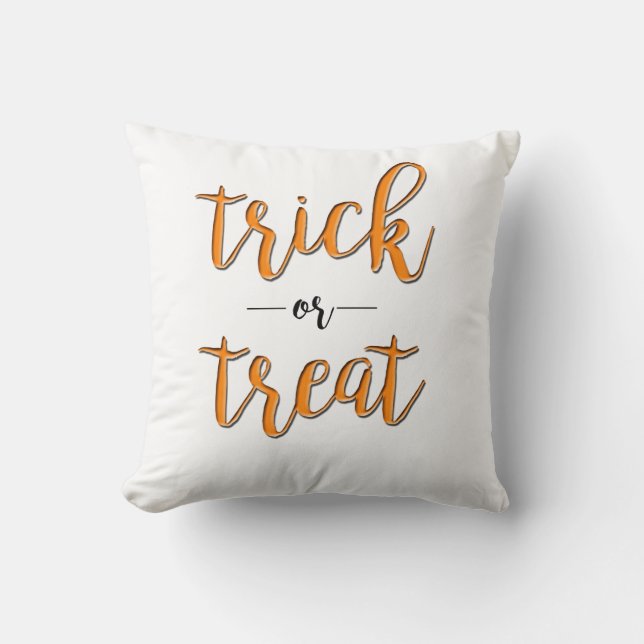 trick or treat halloween orange black simple throw pillow (Front)