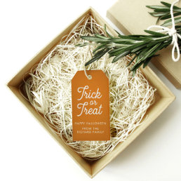 Trick or Treat Halloween Orange with White Text  Gift Tags