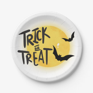 Trick or treat halloween paper plates