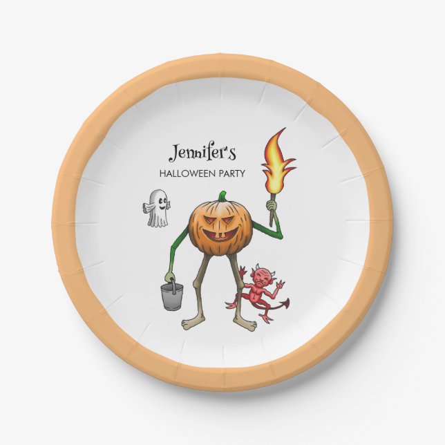 Trick or Treat Halloween Paper Plates (Front)