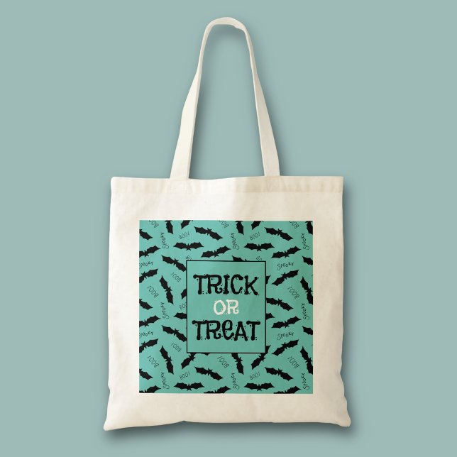 Trick or Treat Halloween Party Bats Tote Bag (Halloweeb bats trick or treat tote bag)