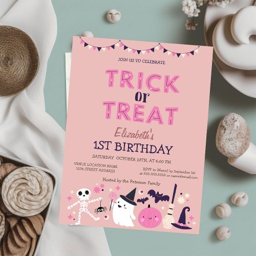 Trick or Treat Halloween Party Birthday Invitation