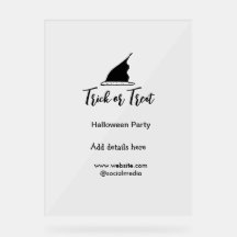 Trick or treat Halloween party black hat details w