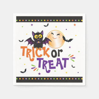 Trick or Treat Halloween Party Cute Bat and Moon Napkins
