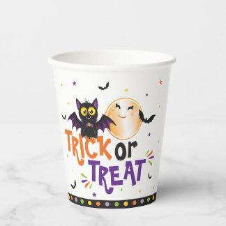 Trick or Treat Halloween Party Cute Bat and Moon Paper Cups
