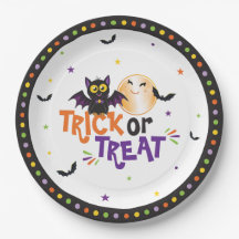 Trick or Treat Halloween Party Cute Bat and Moon