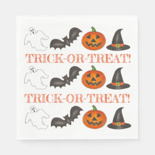 Trick or Treat Halloween Party Ghost Witch Bat Napkins