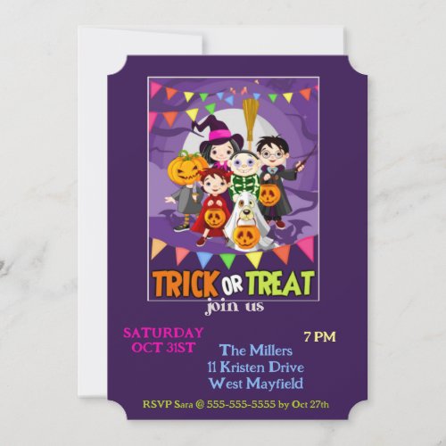Trick Or Treat Halloween Party Invitation