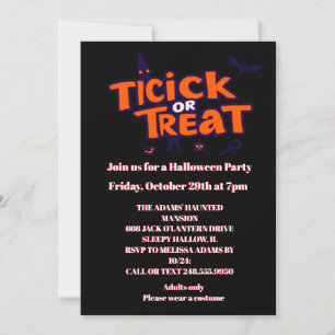 Trick or treat Halloween party Invitation