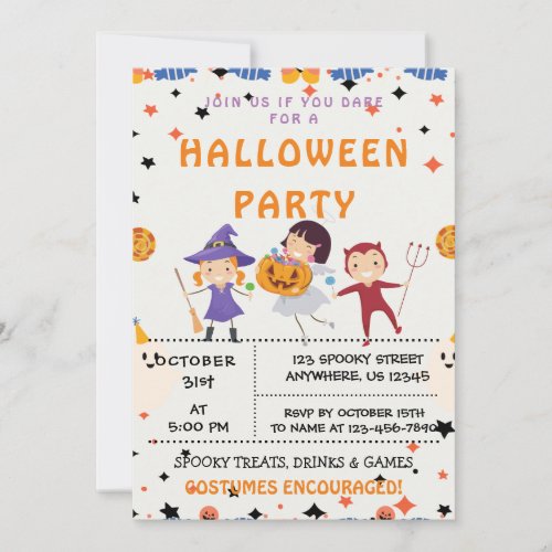 Trick or Treat Halloween Party Invitation