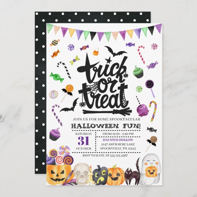 Trick or Treat Halloween Party Invitation (Front/Back)