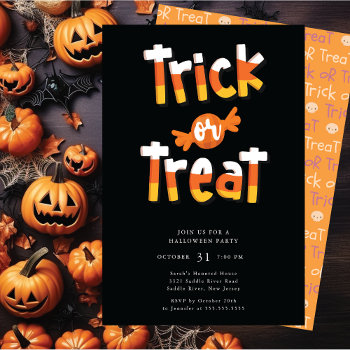 Trick Or Treat Halloween Party Invitation by celebrateitholidays at Zazzle