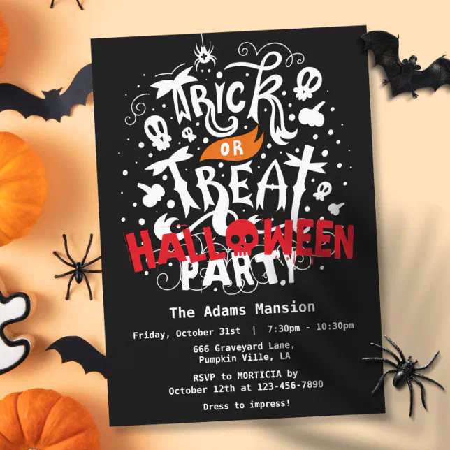 Trick or Treat Halloween Party Invitation | Zazzle