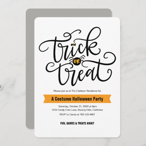 Trick or Treat Halloween Party Invitations