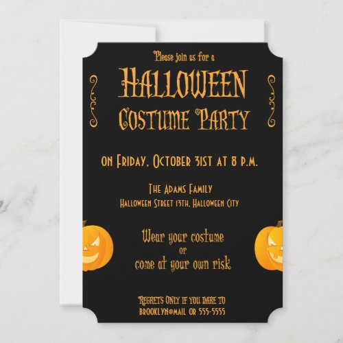 Trick Or Treat Halloween Party Invitations Ticket