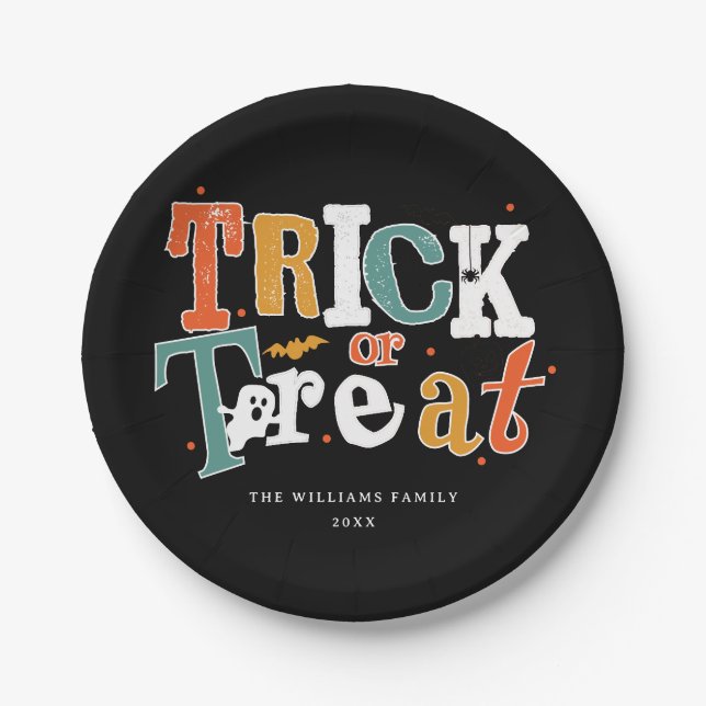 Trick Or Treat Halloween Party Paper Plates (Front)