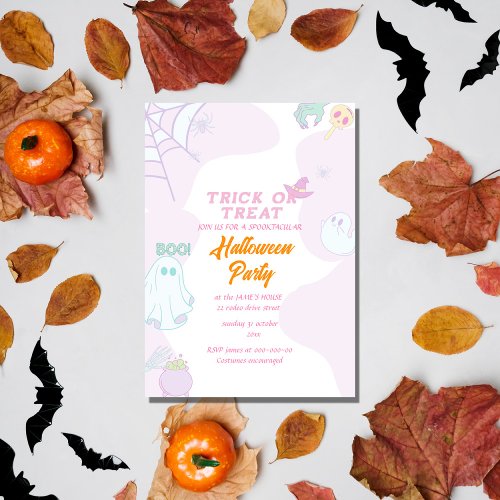 trick or treat halloween party time  invitation