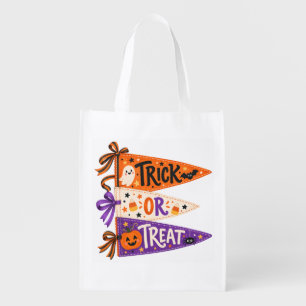 Trick or Treat Halloween Pennant Flags Grocery Bag