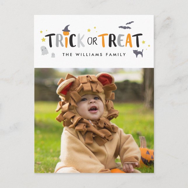 Trick or Treat Halloween Photo Card (Front)